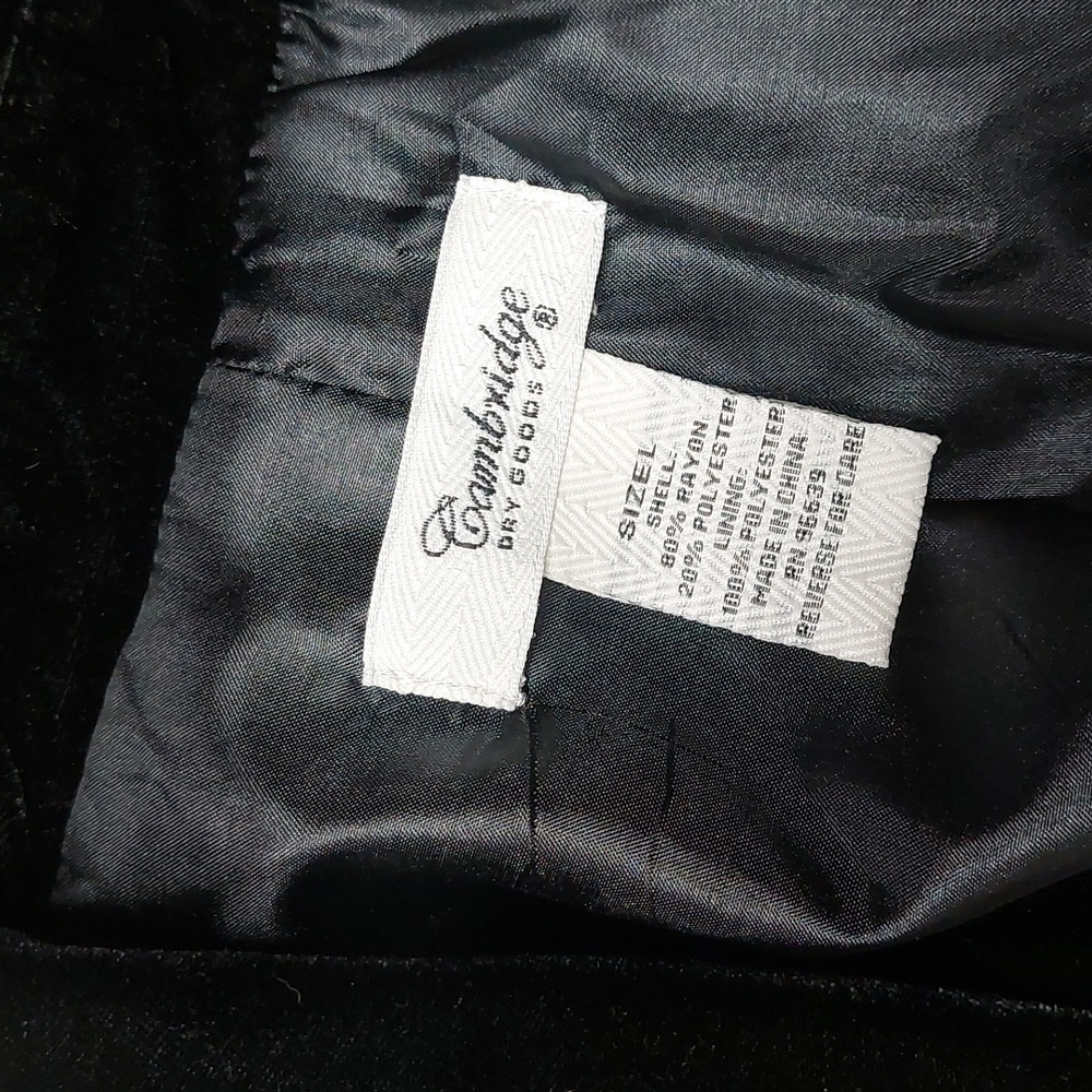 Cambridge Dry Goods Black Velvet Jacket Large - Picture 9 of 13